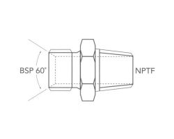 3/8"x3/8"BSP M/NPTF M Adaptors BSP 60°