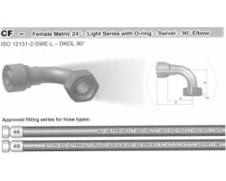 CF-Female Metric 24°-Light Series with O-ring-swivel-90° Elbow