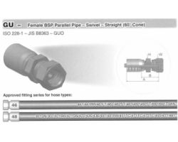 GU-Female BSP Parallel Pipe-Swivel-Straight(60° Cone)